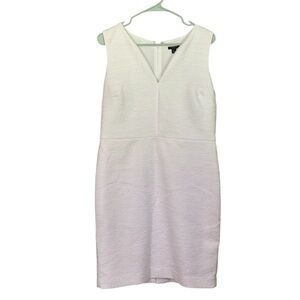 Ann Taylor White Boucle Sheath Dress 12 Petite Sleeveless Lined